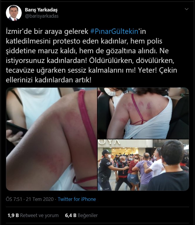 Gültekin'in öldürülmesini protesto eden kadına polis şiddeti