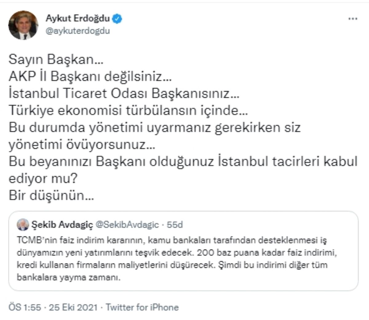 CHP'den İTO Başkanı Avdagiç'e sert tepki: Uyarmanız gerekirken övüyorsunuz…