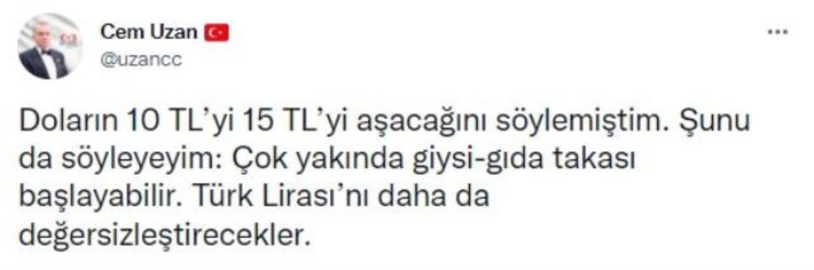 Cem Uzan'dan döviz kurunun yükselmesinin ardından tedirgin eden paylaşım: "Takas başlayabilir"