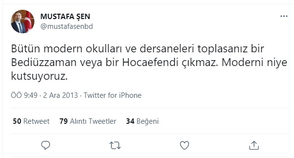 AKP Genel Başkanı Mustafa Şen'in Gülen'i öven tweeti gündem oldu