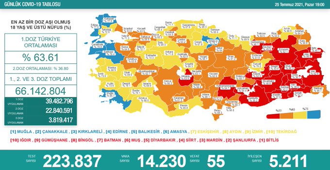 Son Dakika... Sağlık Bakanlığı, 25 Temmuz 2021 güncel koronavirüs tablosunu açıkladı: Vaka sayısı 15 bin sınırında