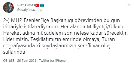 Suriye'den silah gösterip muhalefeti hedef alan MHP'li ilçe başkanı istifa etti