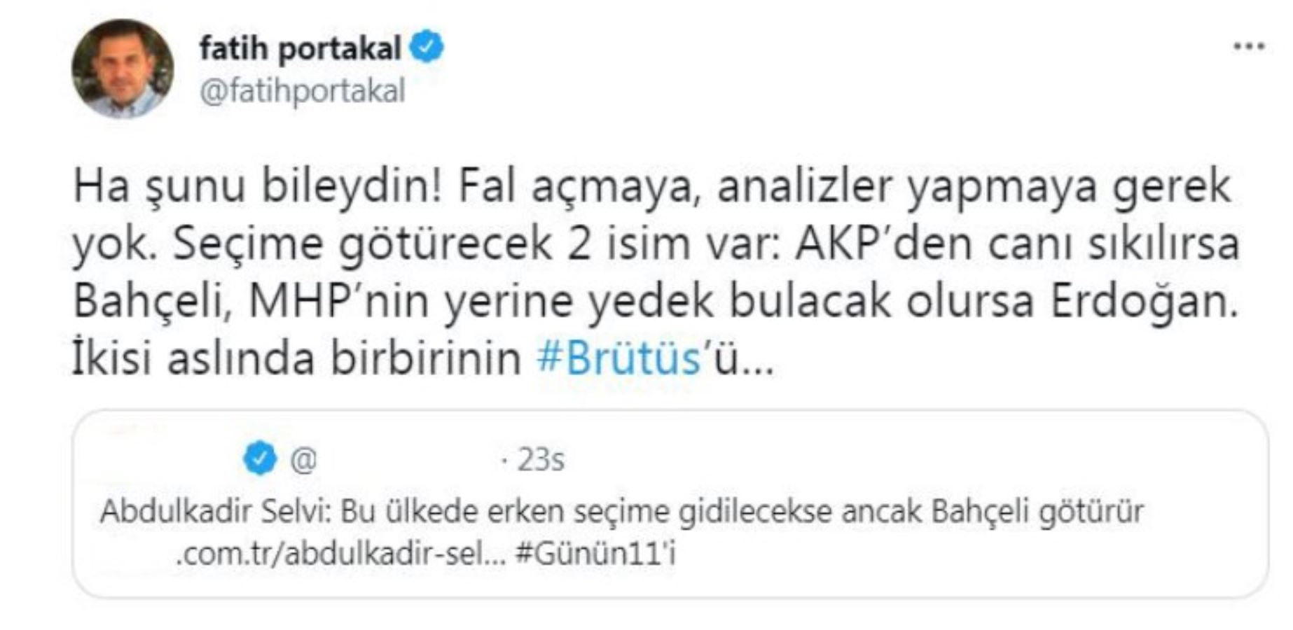 Fatih Portakal'dan 'erken seçim' tahmini: Analizler yapmaya gerek yok