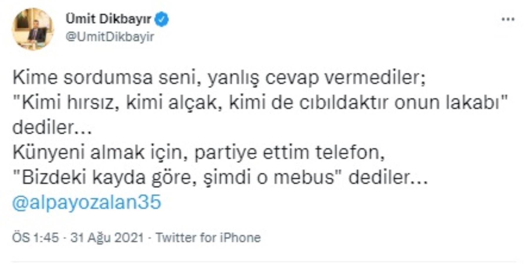 İYİ Parti'den AKP'li Alpay Özalan'a Neyzen Tevfik şiiriyle yanıt