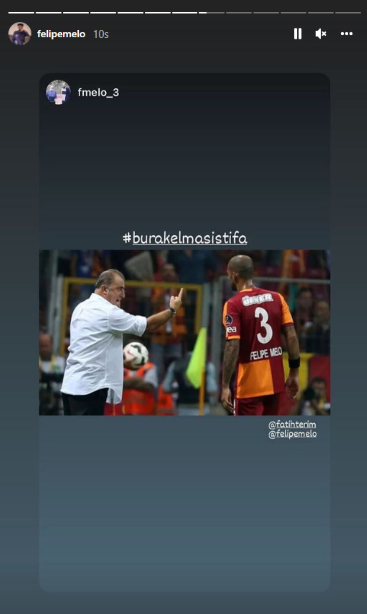 Felipe Melo'dan Burak Elmas'a istifa çağrısı