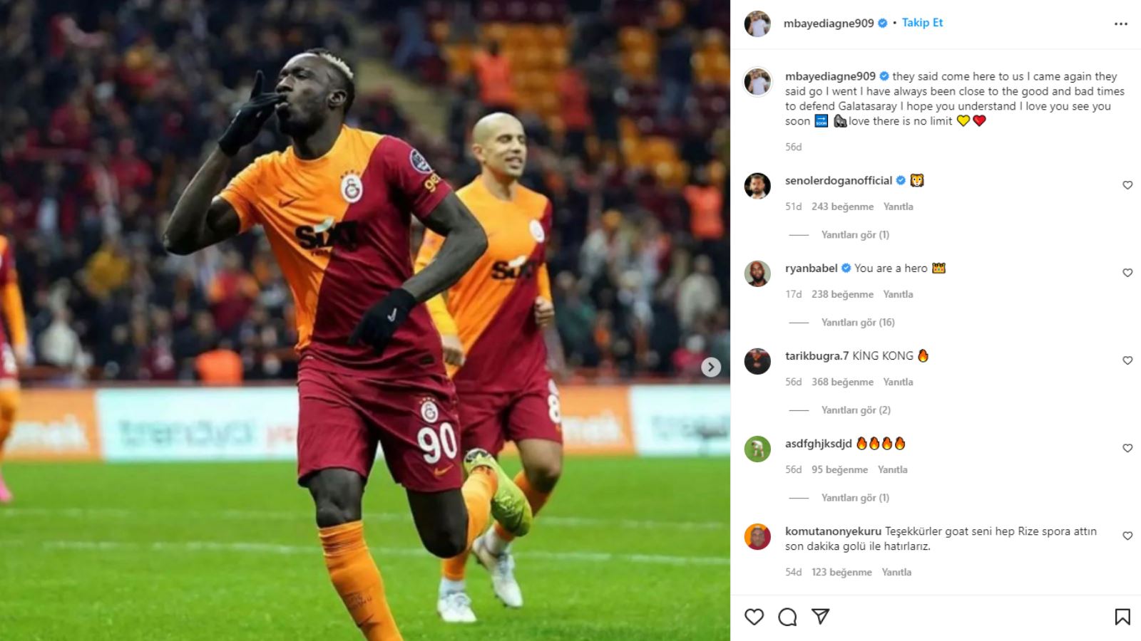 Mbaye Diagne'den sitem dolu veda mesajı