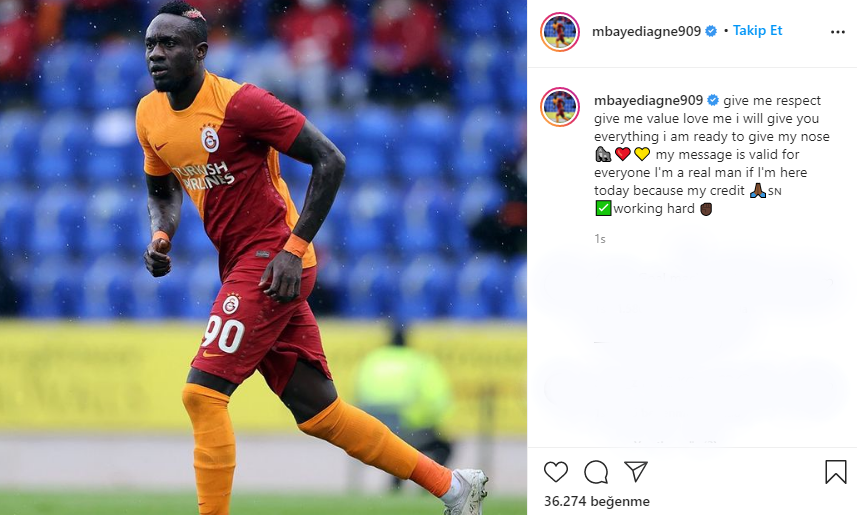 Mbaye Diagne, taraftara seslenerek 'saygı' istedi