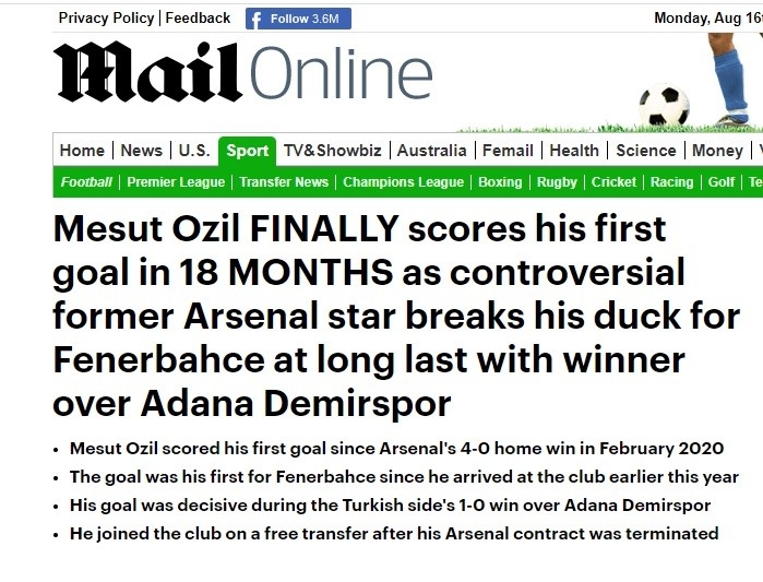 Mesut Özil'in ilk golü dünya basınında