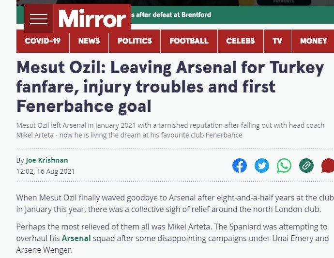 Mesut Özil'in ilk golü dünya basınında