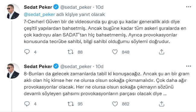 Sedat Peker'in iddiası: AKP ve FETÖ mahrem görüşme yapıyor