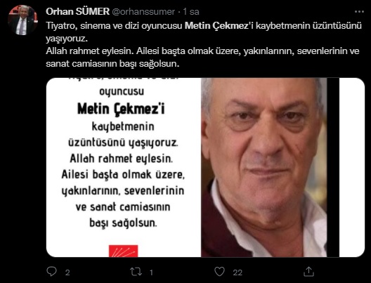 Siyasi ve ünlü isimlerden 'Metin Çekmez'e veda' paylaşımları