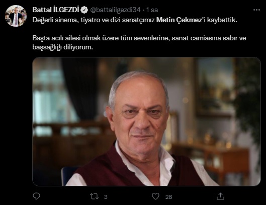 Siyasi ve ünlü isimlerden 'Metin Çekmez'e veda' paylaşımları