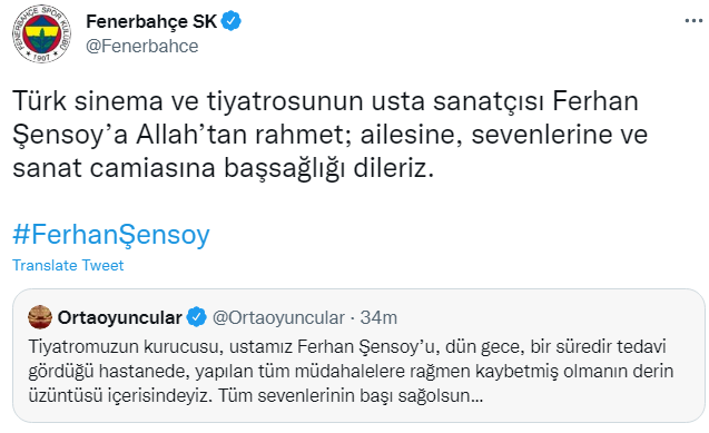 Ferhan Şensoy yaşamını yitirdi! İşte spor kulüplerinin paylaşımları