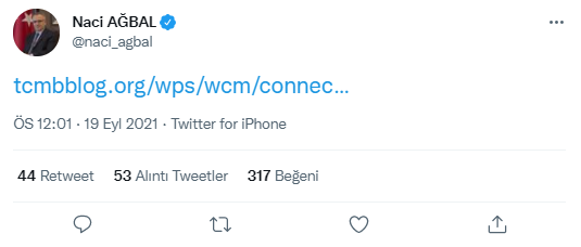 Eski başkan Naci Ağbal'dan dikkat çeken Twitter paylaşımı