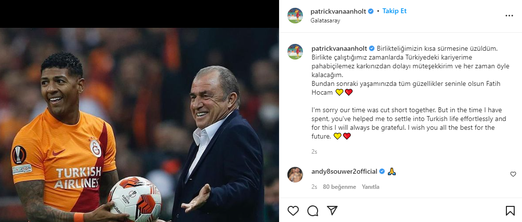 Galatasaraylı futbolcular Fatih Terim'e veda etti: Herkes karşıydı, sadece siz bana güvendiniz