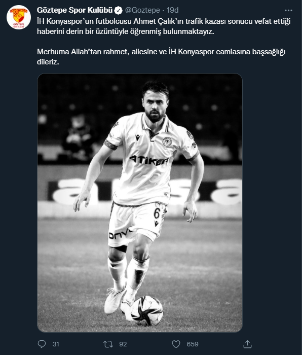 Futbol dünyasından Ahmet Çalık için başsağlığı mesajları