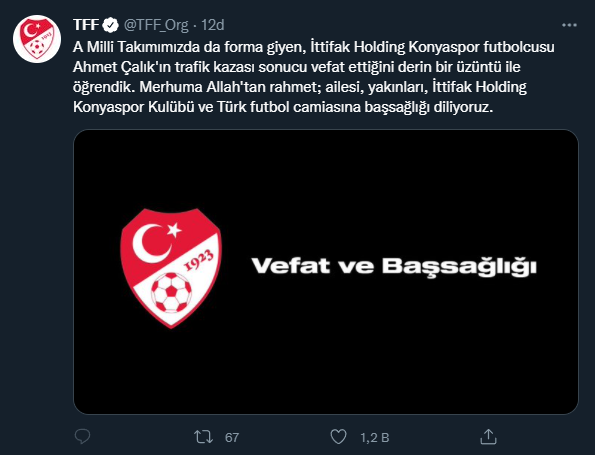 Futbol dünyasından Ahmet Çalık için başsağlığı mesajları