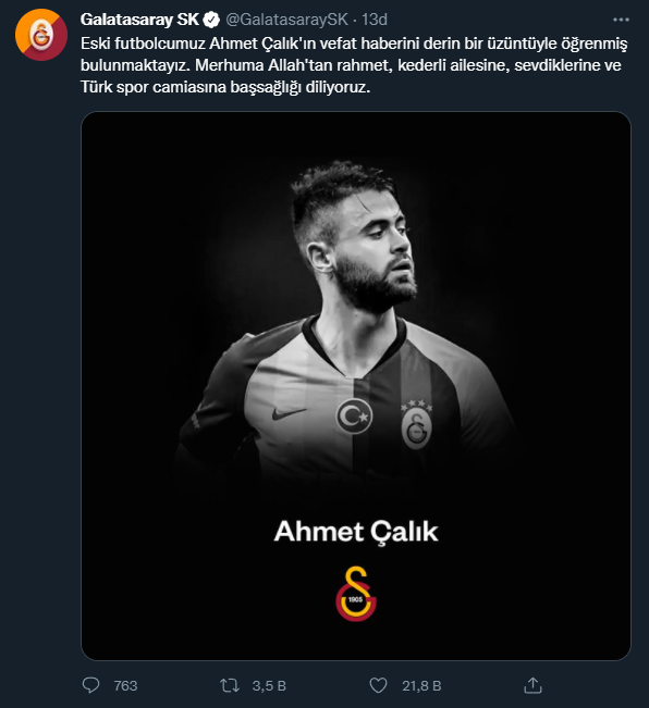 Futbol dünyasından Ahmet Çalık için başsağlığı mesajları