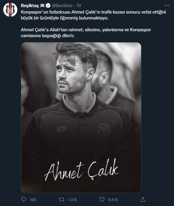 Futbol dünyasından Ahmet Çalık için başsağlığı mesajları