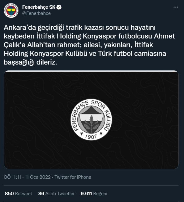 Futbol dünyasından Ahmet Çalık için başsağlığı mesajları