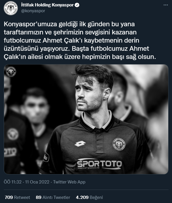 Futbol dünyasından Ahmet Çalık için başsağlığı mesajları