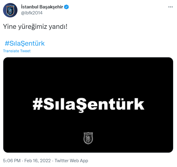 Futbol kulüplerinden 'Sıla Şentürk' paylaşımı