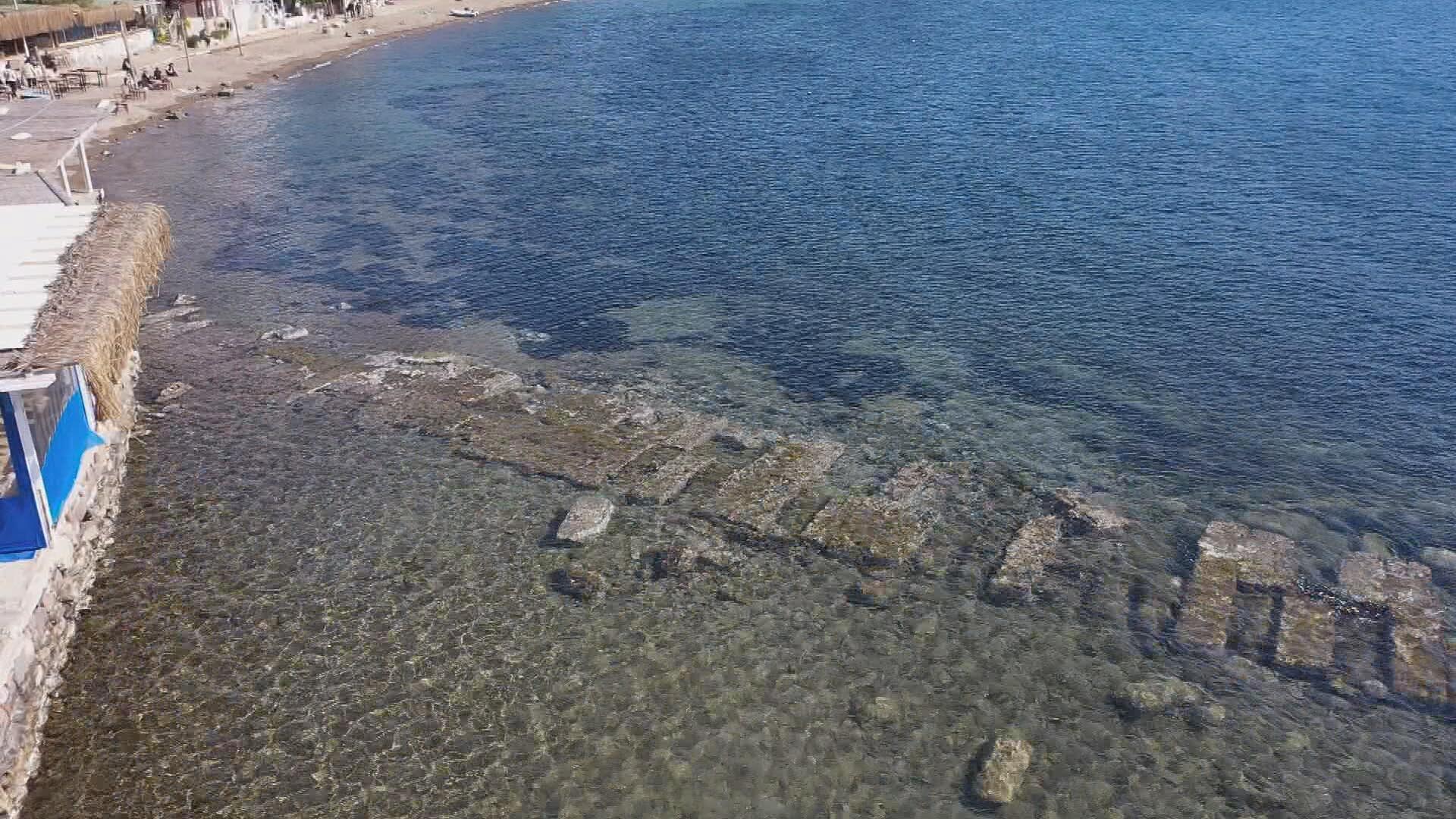 Bodrum'da deniz çekildi, tarihi Kral Yolu ortaya çıktı