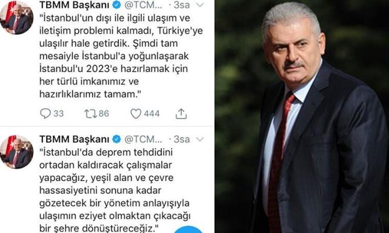 'TBMM Başkanı'nın İstanbul paylaşımı isyan ettirdi