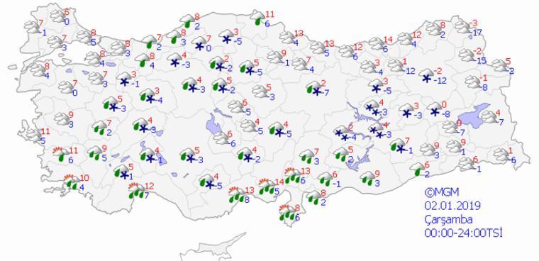 Meteoroloji'den art arda uyarı (02.01.2019)