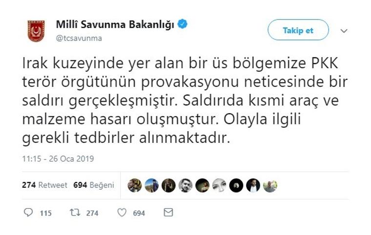 Türk birliğine saldırı: Milli Savunma Bakanlığından açıklama