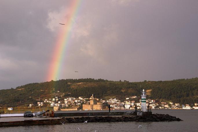 Çanakkale Boğazı'nda gökkuşağı manzarası (31.01.2019)