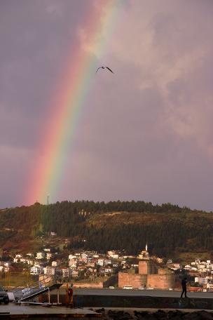 Çanakkale Boğazı'nda gökkuşağı manzarası (31.01.2019)