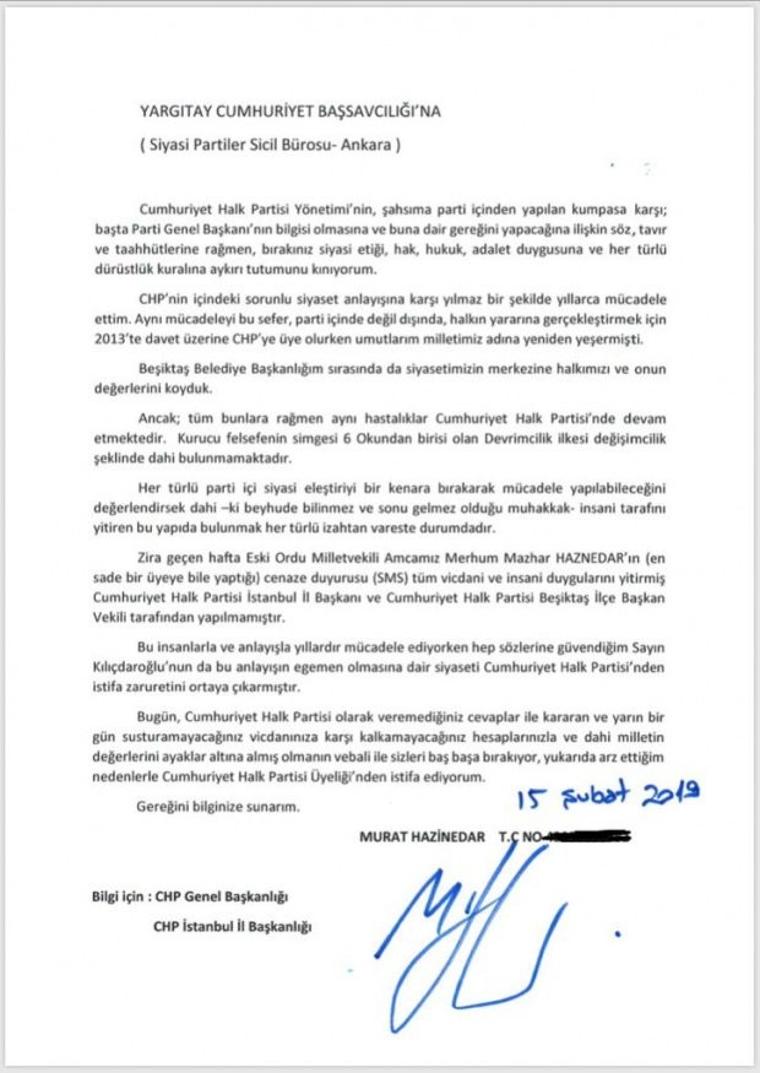 Görevden alınan Murat Hazinedar CHP'den istifa etti