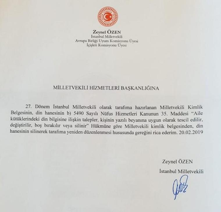 HDP İstanbul Milletvekili Zeynel Özen'in kimlik kartına ‘Alevi’ yazılması talebine yanıt geldi