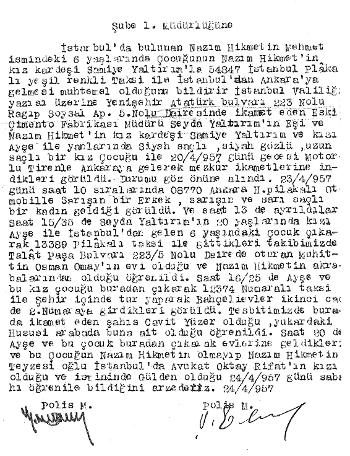 İlk defa gün yüzüne çıkan belgeler! Nazım Hikmet'in bebeği bile polis takibinde