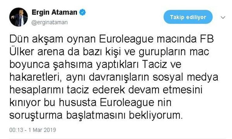 Ergin Ataman’dan Fenerbahçe çağrısı