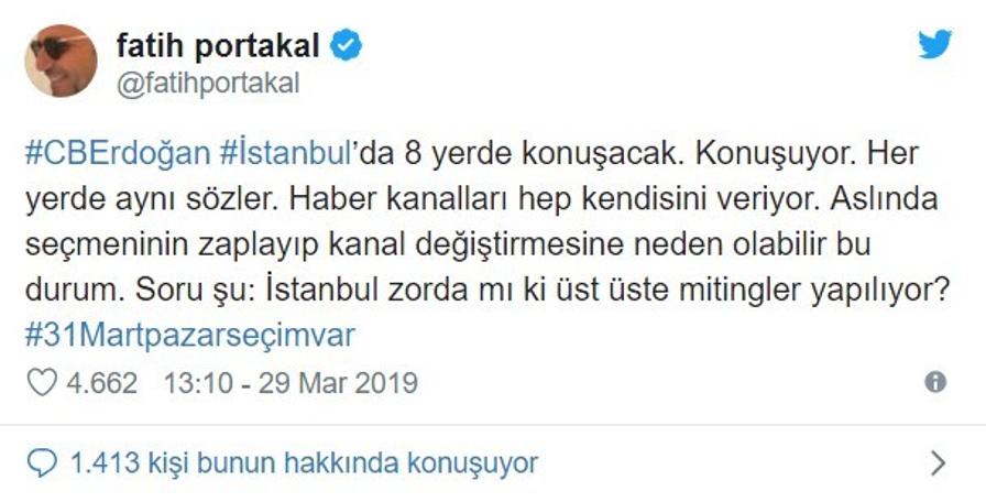 Fatih Portakal'dan Erdoğan'a çarpıcı miting sorusu