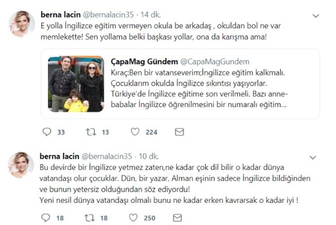 Berna Laçin'den Kıraç'a tepki: Ona da karışma!