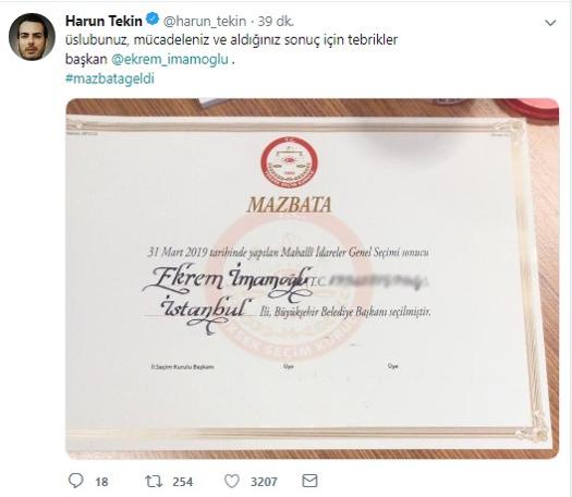 Ünlülerden Ekrem İmamoğlu'na destek mesajları