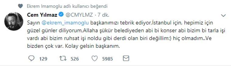 Ünlülerden Ekrem İmamoğlu'na destek mesajları