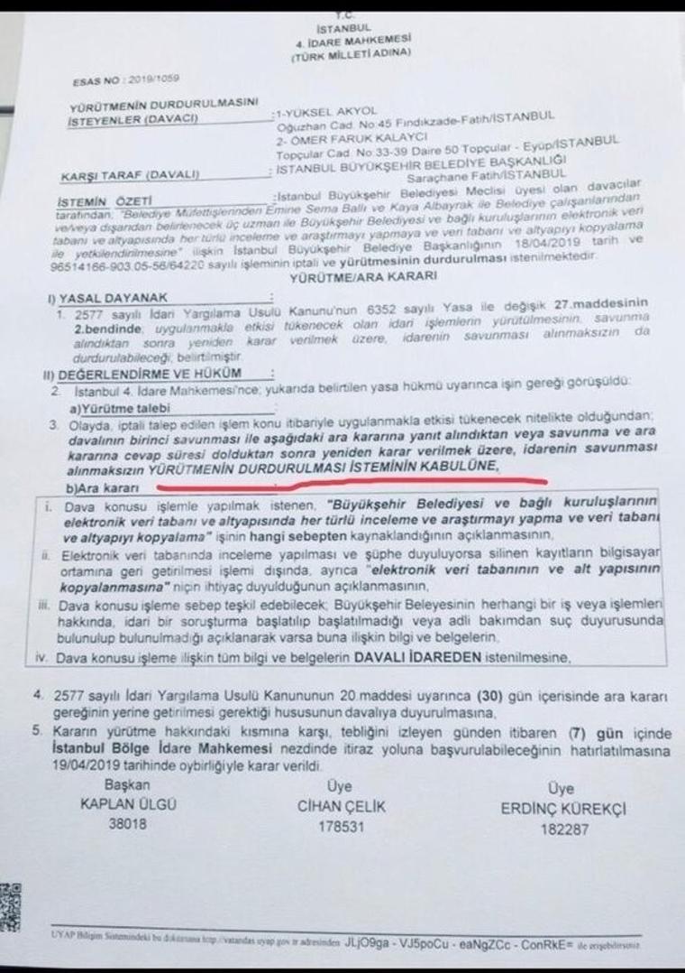 İmamoğlu’nun İBB verilerini kopyalamak istemesi üzerine AKP’liler mahkemeye koştu