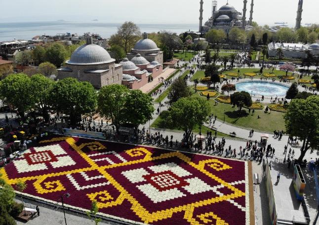 Sultanahmet'e 1460 metrekarelik lale halı (25.04.2019)