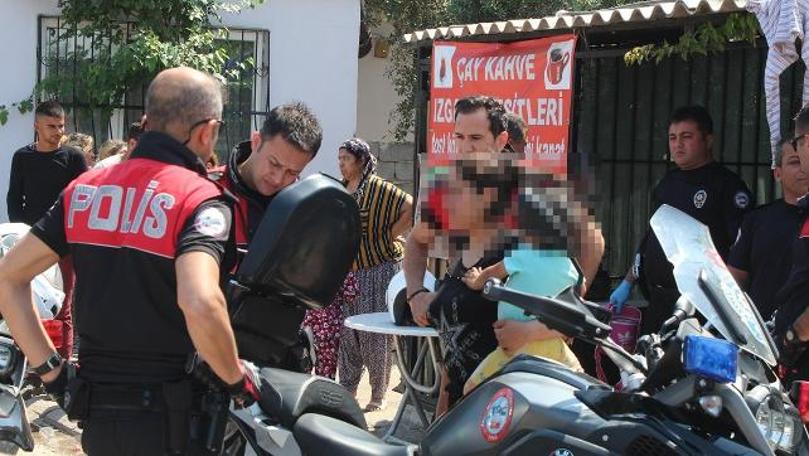 Polisi görünce kızının kucağına atıp kaçtı