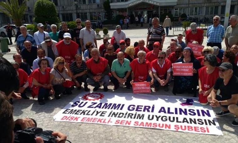 Samsun’da emeklilerden su zammı protestosu