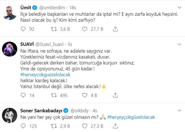 Sanatçılar 'herşeyçokgüzelolacak' dedi