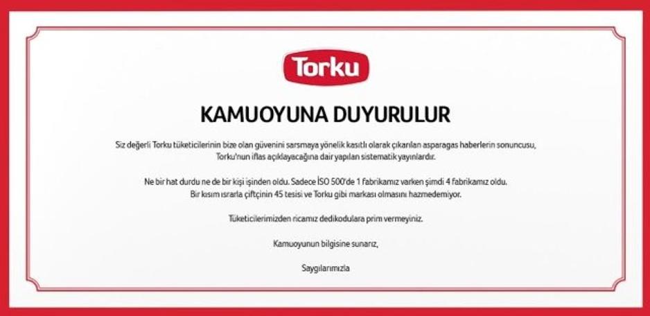 Torku'dan iflas açıklaması