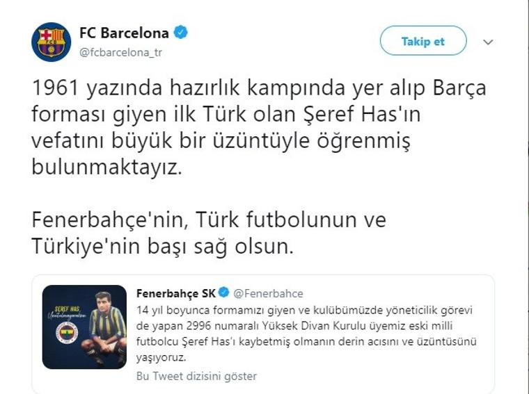 Barcelona'dan Fenerbahçe'ye başsağlığı