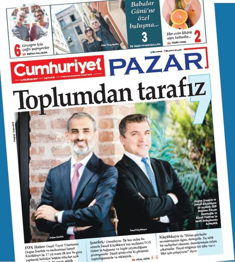 Bugün Cumhuriyet Pazar okunur