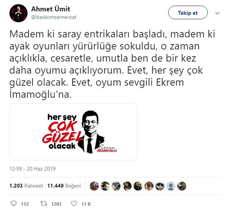 Yazar Ahmet Ümit kime oy vereceğini açıkladı