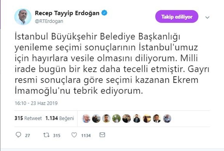 Erdoğan'dan İmamoğlu için ilk mesaj... 17 yıl sonra balkon konuşması yok